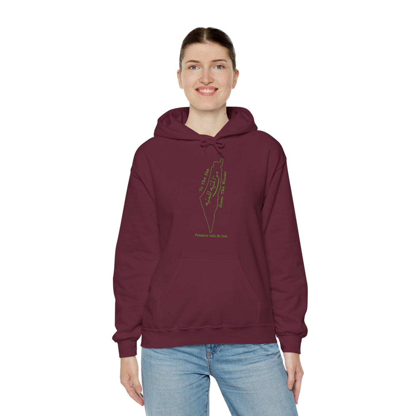 Palestine Will Be Free Map Hoodie - Pro-Palestine Design, Free Palestine Graphic Hoodie, Solidarity Hooded Sweatshirt