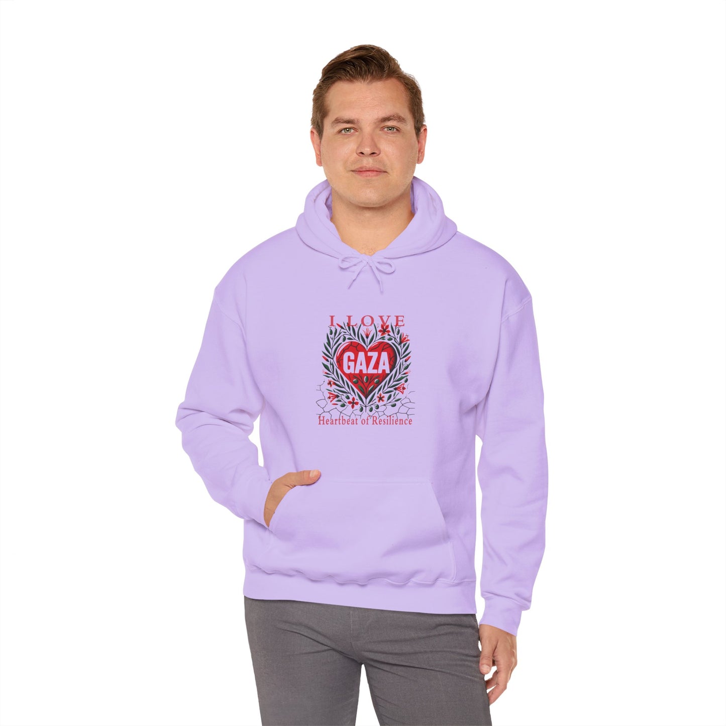Copy of I Love Gaza, Heartbeat of Resilience, Palestine Hoodie, Free Palestine Hoodie, with Olive Branches, Flowers, and Devastations
