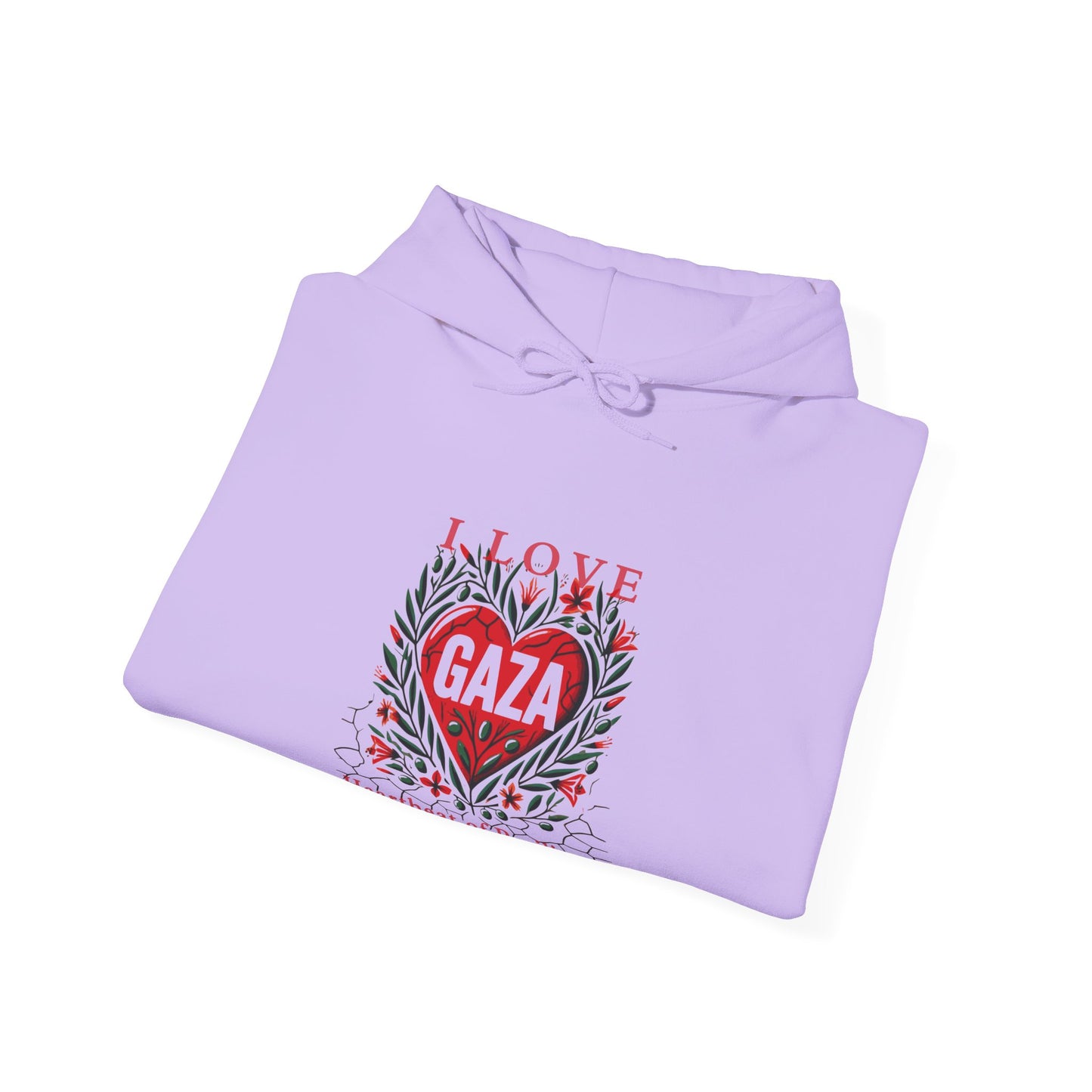 Copy of I Love Gaza, Heartbeat of Resilience, Palestine Hoodie, Free Palestine Hoodie, with Olive Branches, Flowers, and Devastations