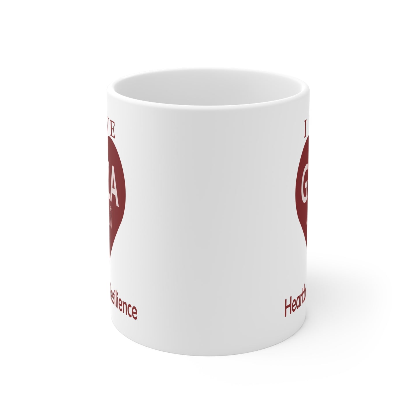 I Love Gaza Ceramic Coffee Mug - Heartbeat of Resilience, 11oz & 15oz